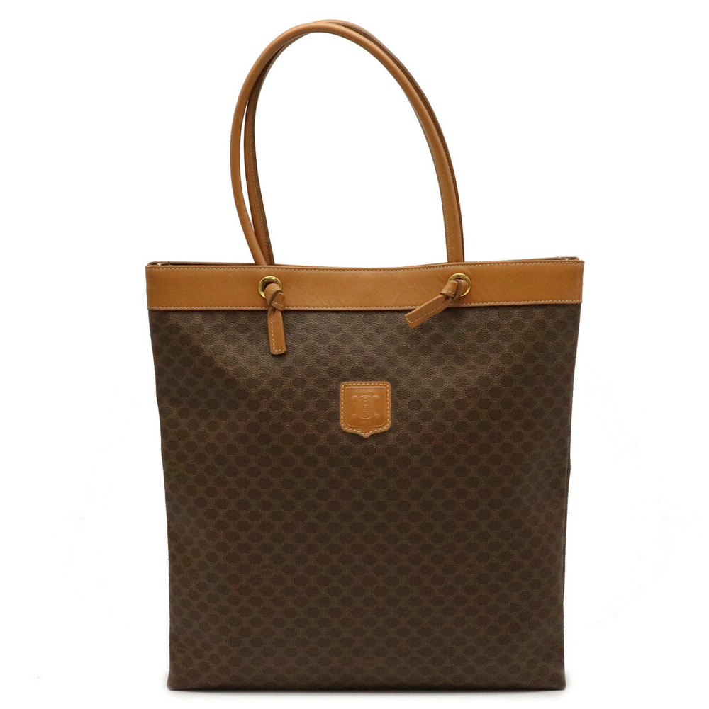 Celine Macadam Tote Bag Shoulder Leather Dark Brown